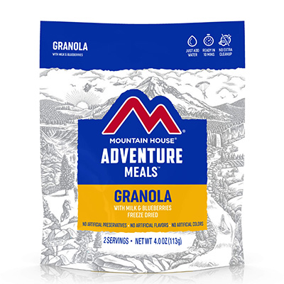 Mountain house packaging for granola with blueberries