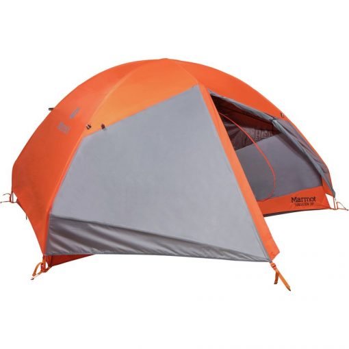 three person tent orange and grey
