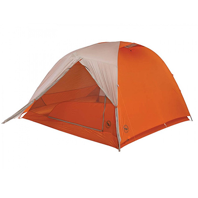 orange and gray tent with fly