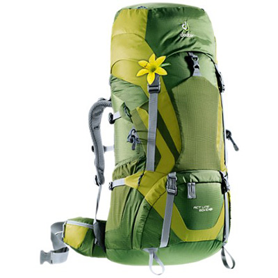 green and light green colored backpack