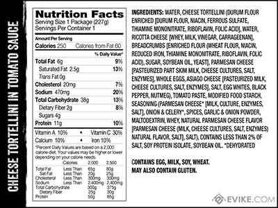 Cheese tortellini and tomato sauce nutrition information